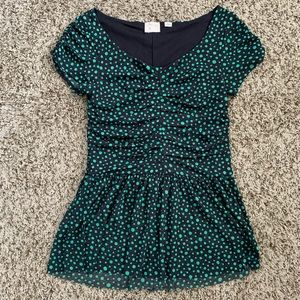Anthropologie Polka Dot Ruched Top
